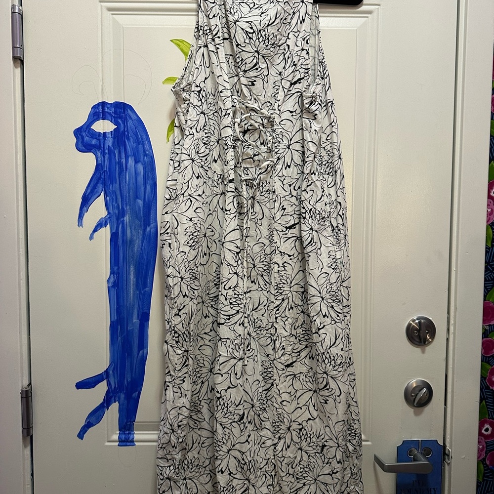 Black and White Floral Button-Down Maxi Dress XL - Picture 7 of 10